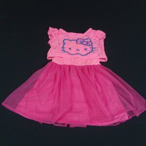 HELLO KITTY TANK TOP DRESS LACE OVERSHIRT PINK GIRLS SIZE 4-5 L404